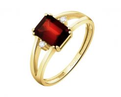 Złoty pierścionek z granatem i cyrkoniami. Żółte pierścionki Apart, z cyrkonią, złote. Za 1,549.00 zł.