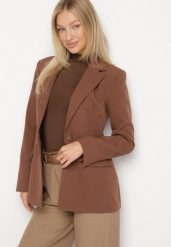 Brązowa Taliowana Marynarka VICES z Usztywnionymi Ramionami Aravita. Brązowe marynarki i żakiety Born2be, l, bez wzorów, eleganckie. Za 179.99 zł.
