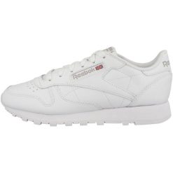 Buty do chodzenia damskie Reebok Classic Lthr. Białe obuwie sportowe Reebok, z materiału, bez zapięcia, trekkingowe, Reebok Classic. W wyprzedaży za 259.00 zł.