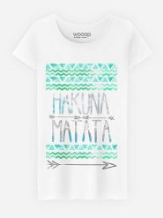 WOOOP Koszulka "Hakuna matata" w kolorze białym rozmiar: XL. Białe bluzki Wooop, xl, bez wzorów, bez kołnierzyka, bez ramiączek. Za 37.45 zł.