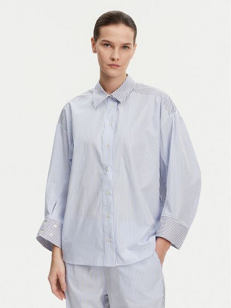 Munthe Koszula Filberto 251102325126 Niebieski Oversize. Niebieskie koszule Munthe, bez wzorów, z bawełny, bez kołnierzyka, bez ramiączek. Za 429.99 zł.