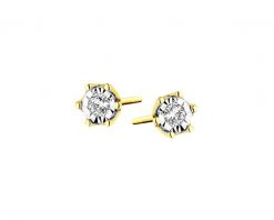 Kolczyki z żółtego i białego złota z brylantami - 0,05 ct - próba 585. Białe kolczyki Apart, z brylantem, złote. Za 1,190.00 zł.