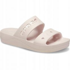 Klapki Dla Dorosłych Crocs Baya Platform. Czerwone klapki Crocs, bez wzorów, z materiału, bez obcasa. Za 139.99 zł.