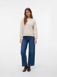 Vero Moda Bluza w kolorze kremowym rozmiar: XL. Brązowe bluzy Vero Moda, s, bez wzorów, z materiału, bez kaptura. Za 78.99 zł.
