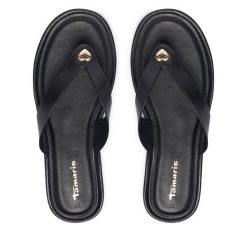 Japonki Tamaris. Czarne klapki Tamaris, bez wzorów, bez obcasa. Za 259.99 zł.
