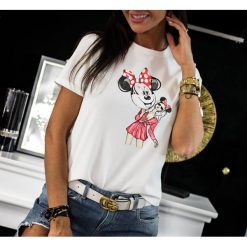 T-Shirt ,,MRS MOUSE" biały. Białe t-shirty Divinostyle, m, bez wzorów, z elastanu, bez kołnierzyka, bez ramiączek. Za 79.00 zł.