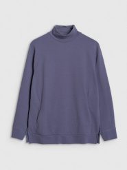 4F Bluza dresowa do jogi i pilatesu damska - granatowa L. Niebieskie bluzy 4f, l, bez wzorów, z bawełny, bez kaptura. Za 199.99 zł.