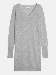 AUTHENTIC CASHMERE Kaszmirowa sukienka w kolorze szarym rozmiar: XL. Szare sukienki AUTHENTIC CASHMERE, na co dzień, xl, bez wzorów, z kaszmiru, bez kołnierzyka, bez ramiączek, midi, proste. Za 426.99 zł.