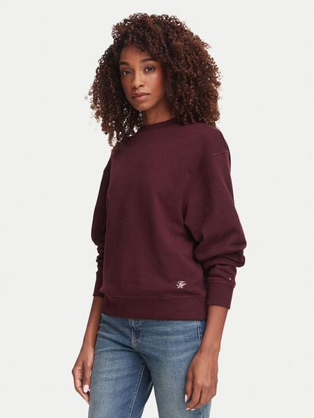 Tommy Hilfiger Bluza Script Terry WW0WW52355 Bordowy Regular Fit. Czerwone bluzy TOMMY HILFIGER, xxs, bez wzorów, z bawełny, bez kaptura. Za 409.99 zł.