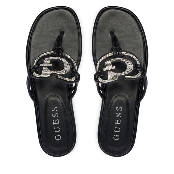 Japonki Guess. Czarne klapki Guess, z aplikacjami, bez obcasa. Za 589.99 zł.