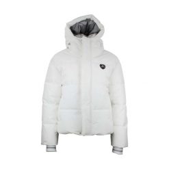 Kurtka narciarska damska Peak Mountain Achloe. Białe kurtki narciarskie Peak Mountain, bez wzorów, z puchu, bez kaptura, narciarskie. W wyprzedaży za 636.50 zł.