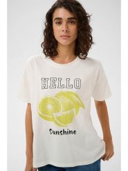 Kaffe Koszulka w kolorze kremowo-żółtym rozmiar: L. Brązowe bluzki Kaffe, l, bez wzorów, z bawełny, bez kołnierzyka, bez ramiączek. Za 78.99 zł.