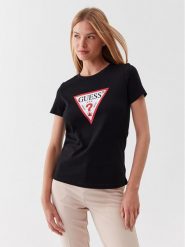 Guess T-Shirt W1YI1B I3Z14 Czarny Slim Fit. Czarne t-shirty Guess, l, z aplikacjami, z bawełny, bez kołnierzyka, bez ramiączek. Za 109.99 zł.