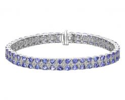 Bransoletka z białego złota z diamentami i tanzanitami - 18 cm - próba 585. Białe bransoletki Apart, z diamentem, złote. Za 26,990.00 zł.