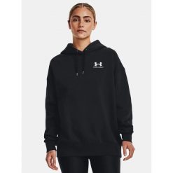 Bluza fitness damska UNDER ARMOUR Icon Fleece Oversized Hoodie z kapturem. Czarne bluzy Under Armour, s, bez wzorów, z kapturem. Za 269.99 zł.