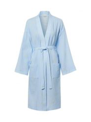 Marie Lund Szlafrok damski Kobiety Bawełna (100%) niebieski|biały|żółty wzorzysty, S. Białe szlafroki Marie Lund, s, bez wzorów, z bawełny, bez ramiączek, bez kaptura. Za 299.95 zł.