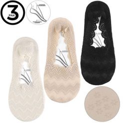 Eleganckie Stopki Damskie Z Koronką Moraj Mix Kolor 3 Pary. Brązowe skarpety Moraj, bez wzorów, z koronki. Za 29.99 zł.