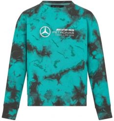 Damska bluza Mercedes-AMG Petronas F1 tie-dye z okrągłym dekoltem. Zielone bluzy 55PROTEC, xl, bez wzorów, z bawełny, bez kaptura. Za 277.99 zł.