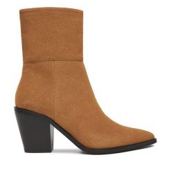 Botki JENNY. Brązowe botki Jenny, bez wzorów, bez obcasa, na słupku, bez zapięcia. Za 179.99 zł.