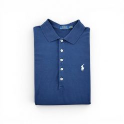 Second life - Polo Ralph Lauren damskie z krótkim rękawem - Stan dobry. Niebieskie koszulki polo RALPH LAUREN, l, bez wzorów, z materiału, bez kołnierzyka, bez ramiączek. Za 106.46 zł.