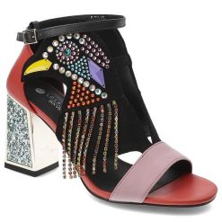 Czarne Sandały Sca'Viola Stylowe Obuwie Damskie. Czarne sandały Sca'viola, z aplikacjami, z materiału, eleganckie, bez obcasa, na obcasie, bez zapięcia. Za 439.00 zł.