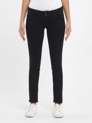 LTB Dżinsy "Molly" - Slim fit - w kolorze czarnym rozmiar: W28/L34. Czarne jeansy LTB, l, z aplikacjami. Za 110.04 zł.