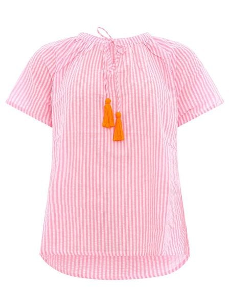 Zwillingsherz Bluzka "Neon Stripes" w kolorze jasnoróżowym rozmiar: L/XL. Różowe bluzki Zwillingsherz, l, bez wzorów, z wiskozy, bez kołnierzyka, bez ramiączek. Za 79.21 zł.