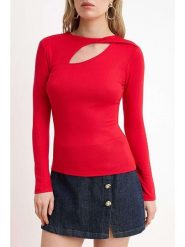 Trendyol Bluzka w kolorze czerwonym rozmiar: XS. Czerwone bluzki Trendyol, xs, bez wzorów, z wiskozy, bez kołnierzyka, bez ramiączek. Za 52.99 zł.