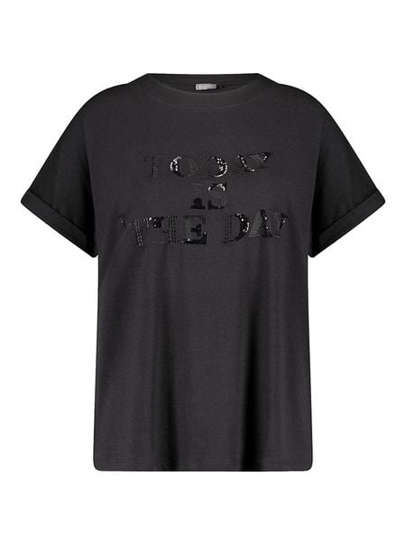 SAMOON Koszulka w kolorze czarnym rozmiar: 44. Czarne bluzki Samoon, bez wzorów, z bawełny, bez kołnierzyka, bez ramiączek. Za 65.54 zł.