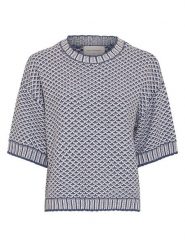 MOSS COPENHAGEN Sweter "Catina" w kolorze niebiesko-białym rozmiar: XS/S. Białe swetry Moss Copenhagen, s, bez wzorów, bez ramiączek. Za 184.95 zł.