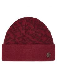 Tommy Hilfiger Czapka Monogram All Over Beanie AW0AW15327 Czerwony. Czerwone czapki TOMMY HILFIGER, bez wzorów, z syntetyku. Za 439.99 zł.
