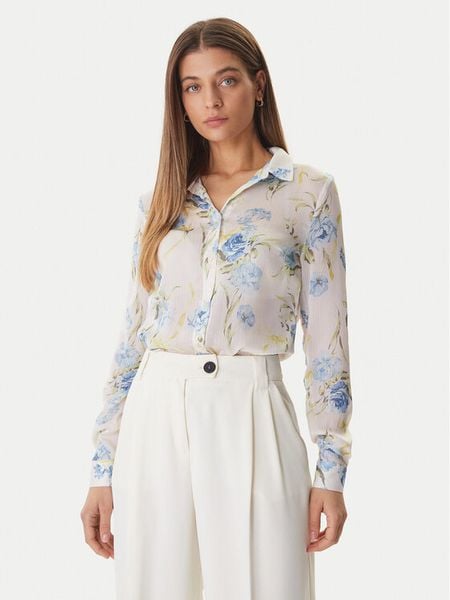 Guess Koszula W6RH73 WDW82 Biały Regular Fit. Białe koszule Guess, xs, z aplikacjami, z syntetyku, bez kołnierzyka, bez ramiączek. Za 241.50 zł.