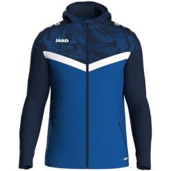 Damska bluza dresowa z kapturem zapinana na zamek błyskawiczny Jako Iconic. Niebieskie bluzy JAKO, bez wzorów, z dresówki, z kapturem. Za 386.50 zł.