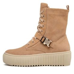 Botki Rage Age. Brązowe botki Rage Age, bez wzorów, bez obcasa, na płaskiej podeszwie, bez zapięcia. Za 649.99 zł.