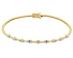 Bransoletka z żółtego złota z brylantami - 19 cm - 0,20 ct - próba 585. Żółte bransoletki Apart, z brylantem, złote. Za 6,990.00 zł.