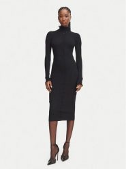 Elisabetta Franchi Sukienka dzianinowa AM-21B-66E2-V440 Czarny Slim Fit. Czarne sukienki Elisabetta Franchi, bez wzorów, z dzianiny, bez kołnierzyka, bez ramiączek. Za 1,879.00 zł.
