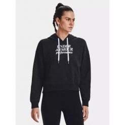 Bluza sportowa damska Under Armour Essential Script z kapturem. Czarne bluzy Under Armour, l, bez wzorów, z dzianiny, z kapturem. Za 139.99 zł.