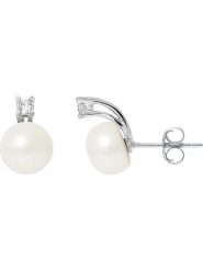 Pearl Addict Srebrne kolczyki-wkrętki z kryształkami i perłami rozmiar: onesize. Białe kolczyki Pearl Addict, z kryształem, srebrne. Za 217.99 zł.
