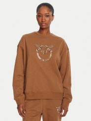 PINKO Bluza Nelly 100534 A2RO Brązowy Regular Fit. Brązowe bluzy Pinko, xxl, bez wzorów, z bawełny, bez kaptura. Za 929.99 zł.