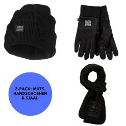 Zestaw damski Termoczapka/rękawiczki/szalik. Czarne szaliki HEAT KEEPER, na zimę, bez wzorów, z materiału, sportowe. Za 185.79 zł.