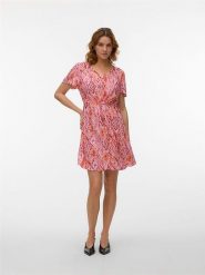 Vero Moda Sukienka w kolorze różowo-pomarańczowym rozmiar: M. Różowe sukienki Vero Moda, m, bez wzorów, z wiskozy, bez kołnierzyka, bez ramiączek, mini. Za 85.95 zł.