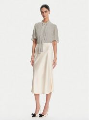 Elisabetta Franchi Sukienka koktajlowa AB85752E2 E84 Beżowy Regular Fit. Brązowe sukienki Elisabetta Franchi, bez wzorów, z syntetyku, wizytowe, bez kołnierzyka, bez ramiączek. Za 1,389.00 zł.