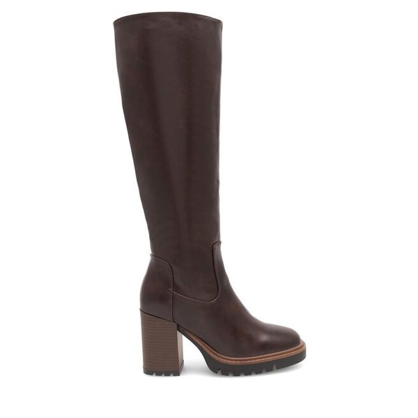 Kozaki Jenny Fairy. Brązowe kozaki Jenny Fairy, bez obcasa, na słupku, bez zapięcia. Za 139.99 zł.