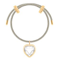 Bransoletka Liana w kolorze jasnoszarym z zawieszką Icons z białym kryształem. Białe bransoletki Lilou, z kryształem, pozłacane. Za 328.00 zł.