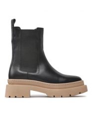 Gino Rossi Sztyblety 222FW103 Czarny. Czarne botki Gino Rossi, bez wzorów, ze skóry, bez obcasa, na płaskiej podeszwie, bez zapięcia. Za 429.99 zł.