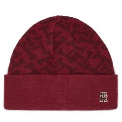 Czapka Tommy Hilfiger. Czerwone czapki TOMMY HILFIGER, bez wzorów. Za 439.99 zł.