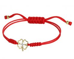 Bransoletka z elementami żółtego złota z brylantem - koniczyna - 0,008 ct - próba 375. Żółte bransoletki Apart, z brylantem, złote. Za 649.00 zł.