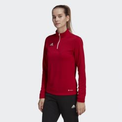 Bluza piłkarska damska Adidas Entrada 22 Training Top. Czerwone bluzy Adidas, l, bez wzorów, bez kaptura. Za 102.88 zł.