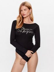 Guess Body W3YP54 J1314 Czarny Slim Fit. Czarne body Guess, xl, z aplikacjami, z bawełny. Za 129.99 zł.