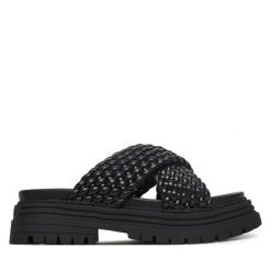 Klapki Buffalo. Czarne klapki Buffalo, bez wzorów, bez obcasa. Za 329.99 zł.